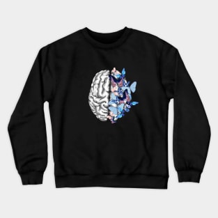 Brain blue butterflies, Mental Health Crewneck Sweatshirt